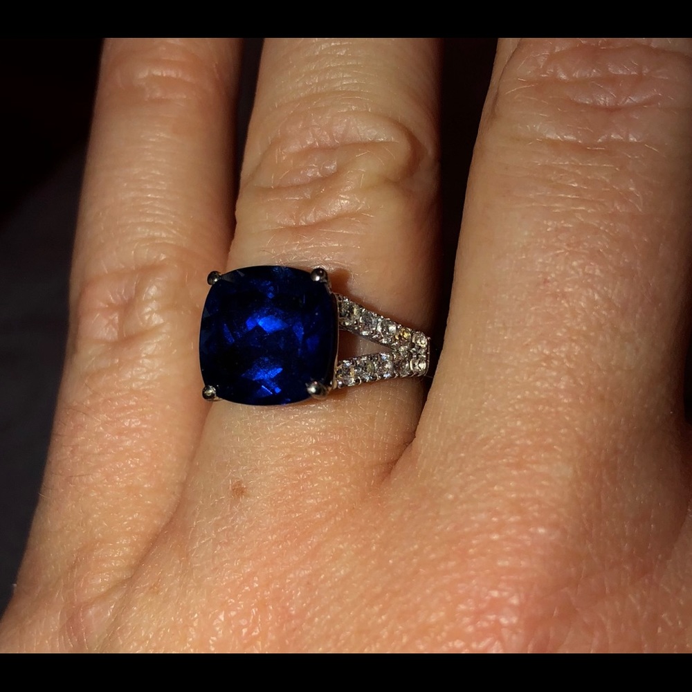 Sapphire and White Topaz Ring